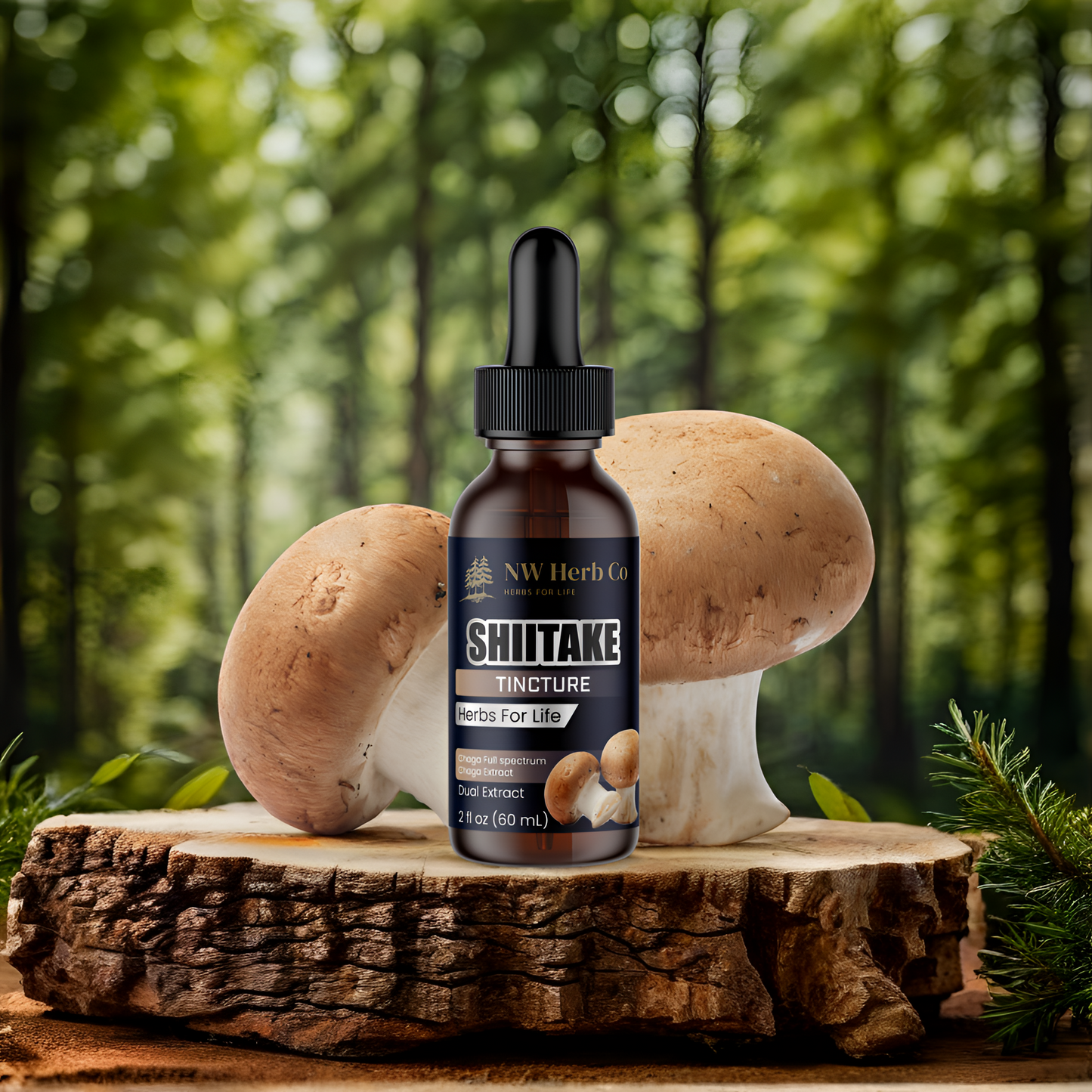NW Herb Co. Premium Shiitake Mushroom Tincture: Extract for Immune Boost, Energy